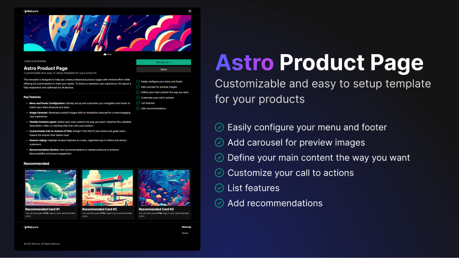 Product Page Template for Astro